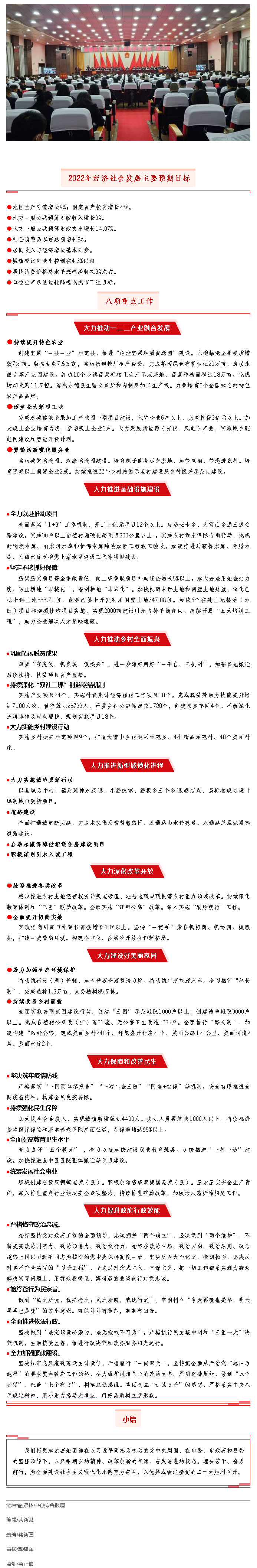 【两会快讯】2022年县政府重点工作任务明确